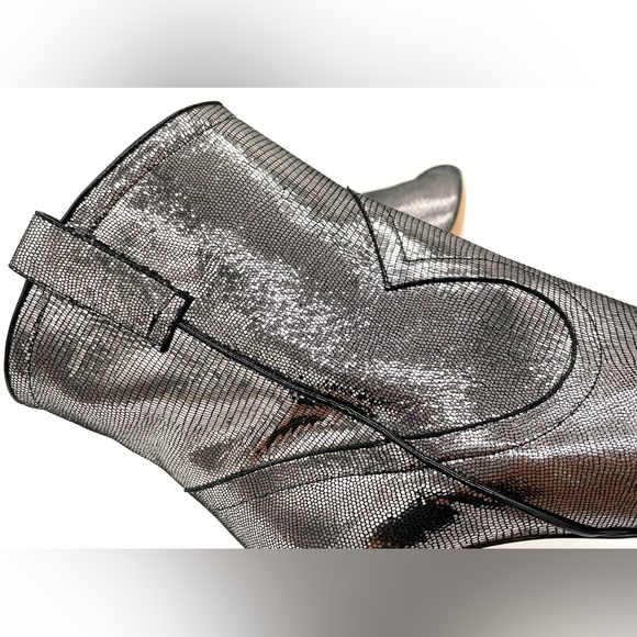 EUC Madison Maison Metallic Effect Silver Leather High Heel Booties 37.5 - Picture 7 of 13